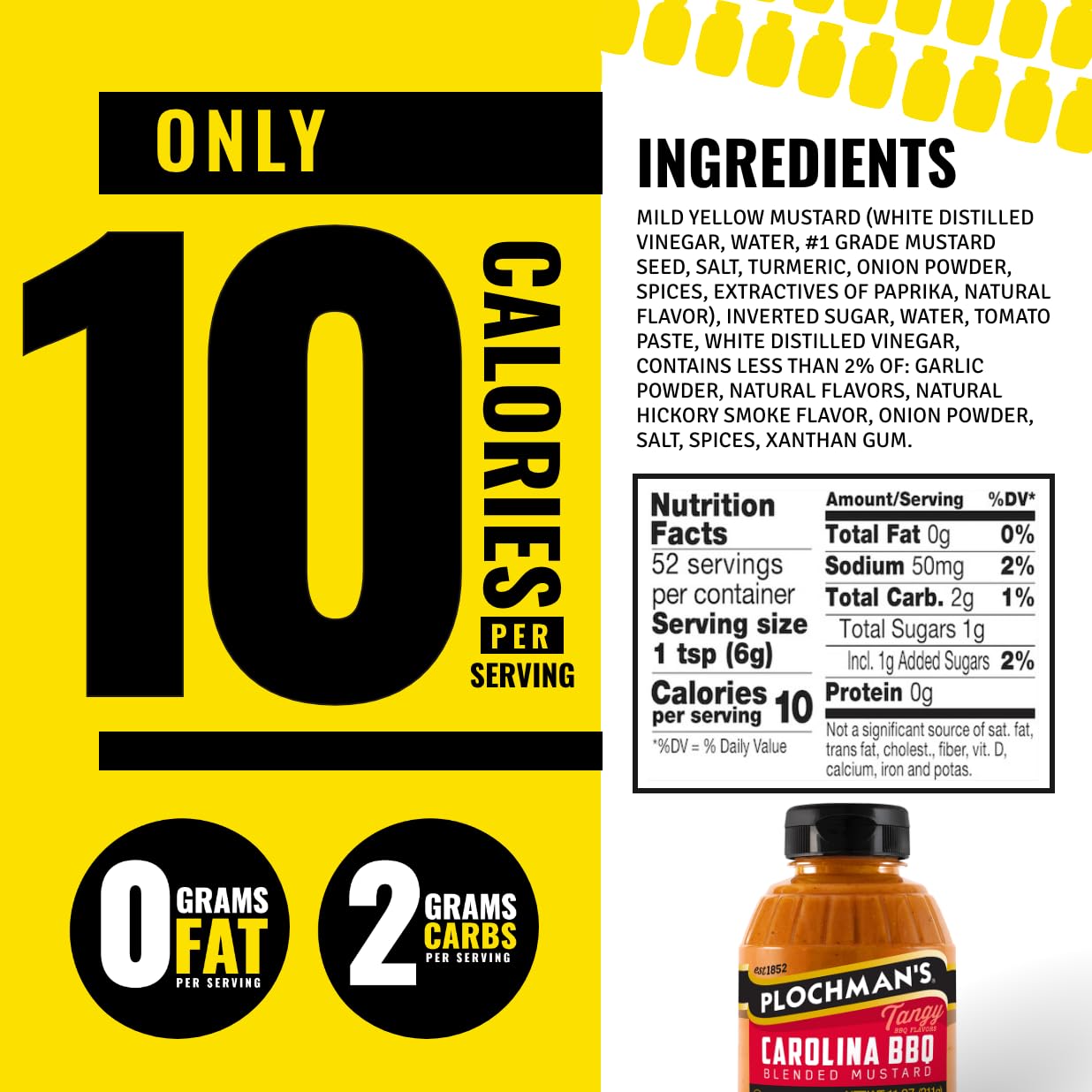 Plochman's Carolina BBQ Blended Mustard, 11 oz, Gourmet Condiment