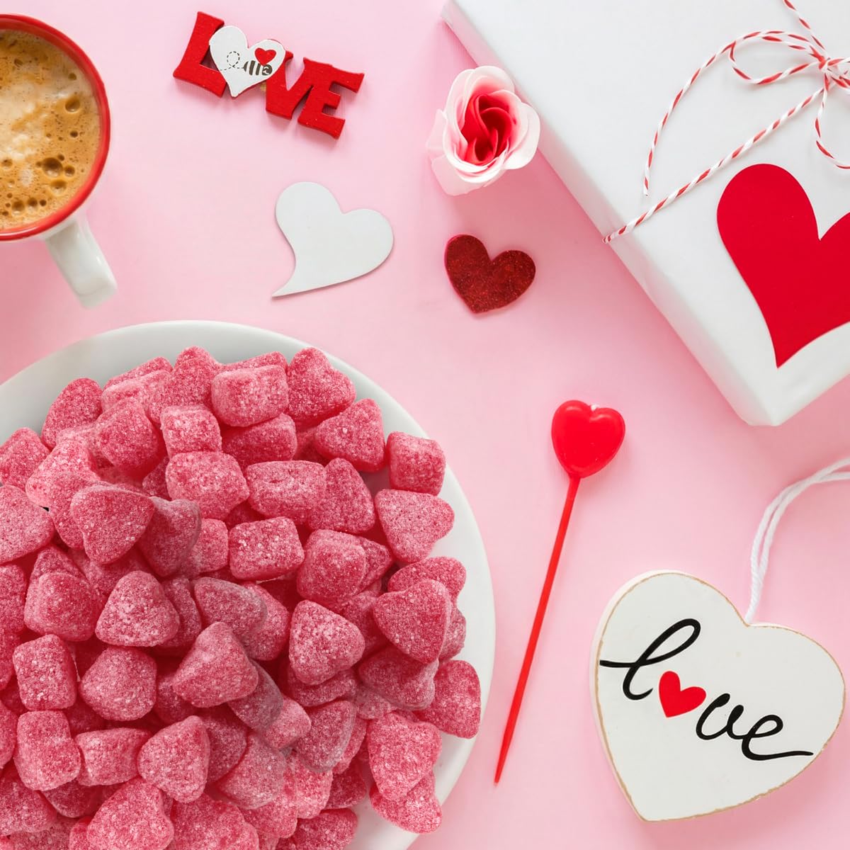 Mother's Day Sour Cherry Jelly Hearts Candy, 2lb Pack of Mother's Day Candy Bulk, Ideal Gummy for Parties, Classroom Exchanges and Gift Bags, Perfect