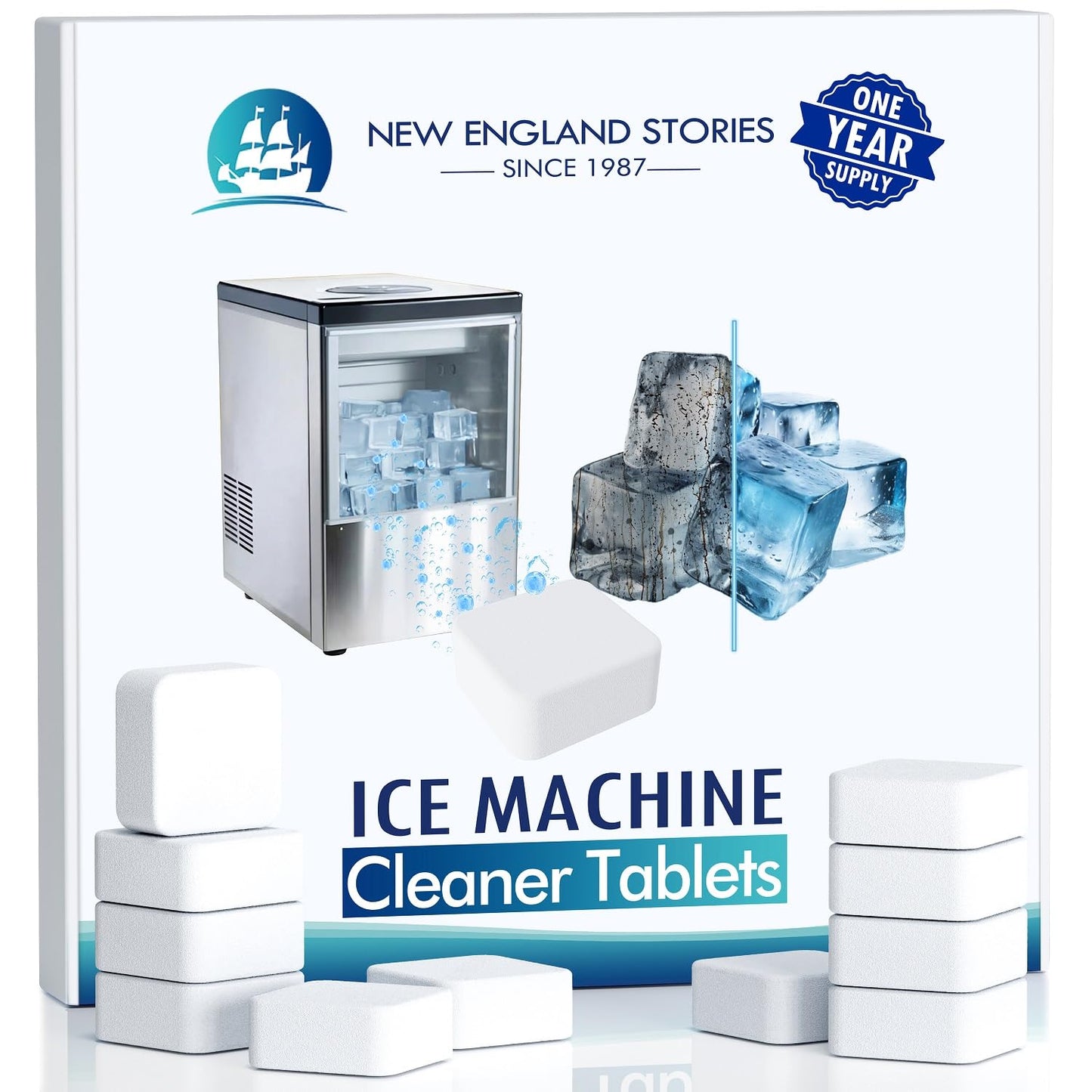 Ice Machine Cleaner and Descaler Tablets, 24 Count Nickel Safe Formula, Scale Remover for Countertop and Nugget Ice Makers, Compatible with GE Opal