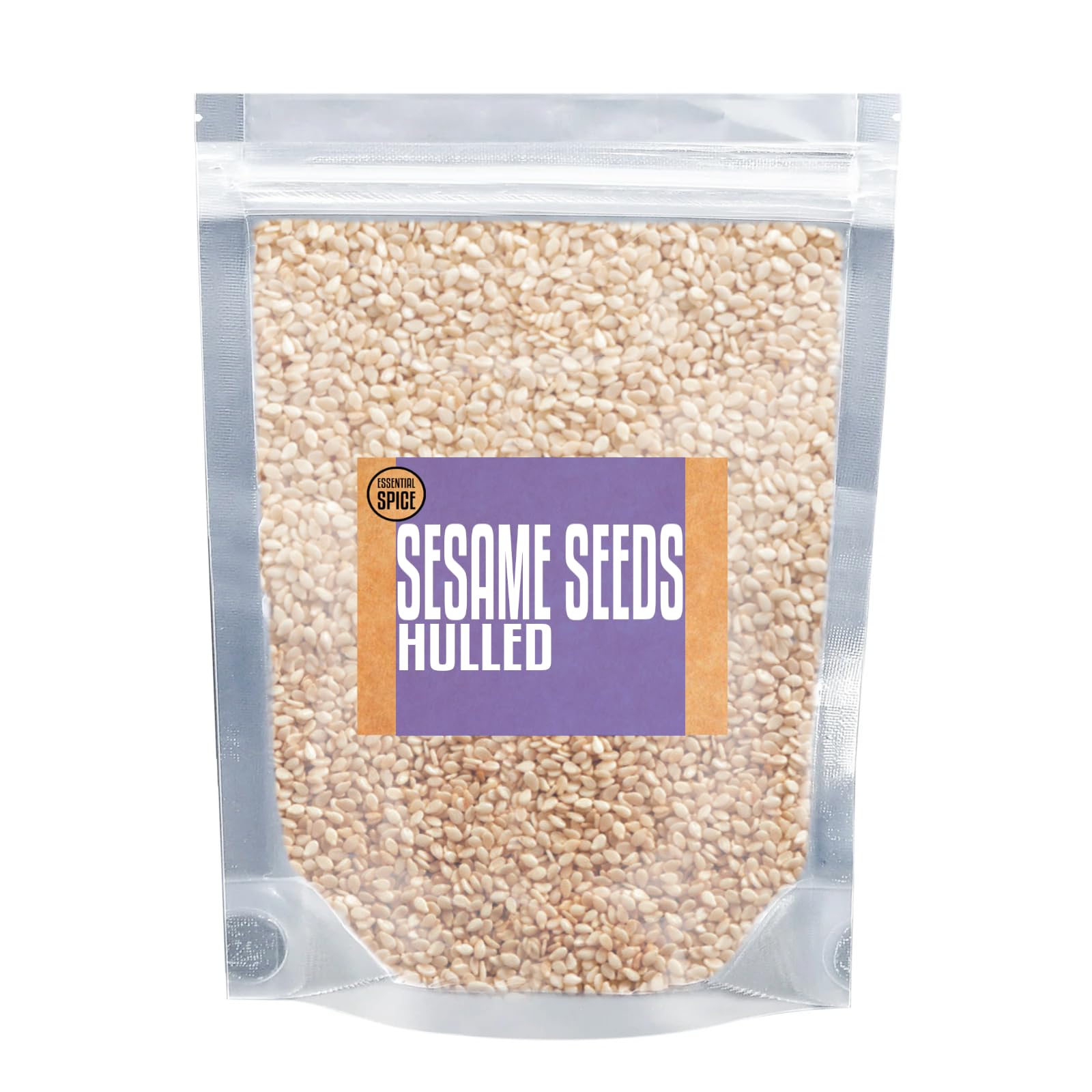 Essential Spice Hulled Sesame Seeds, 8 oz - Mild, Nutty Flavor & Smooth Texture - Perfect for Baking, Stir-Fries, Toppings & Mediterranean Cuisine