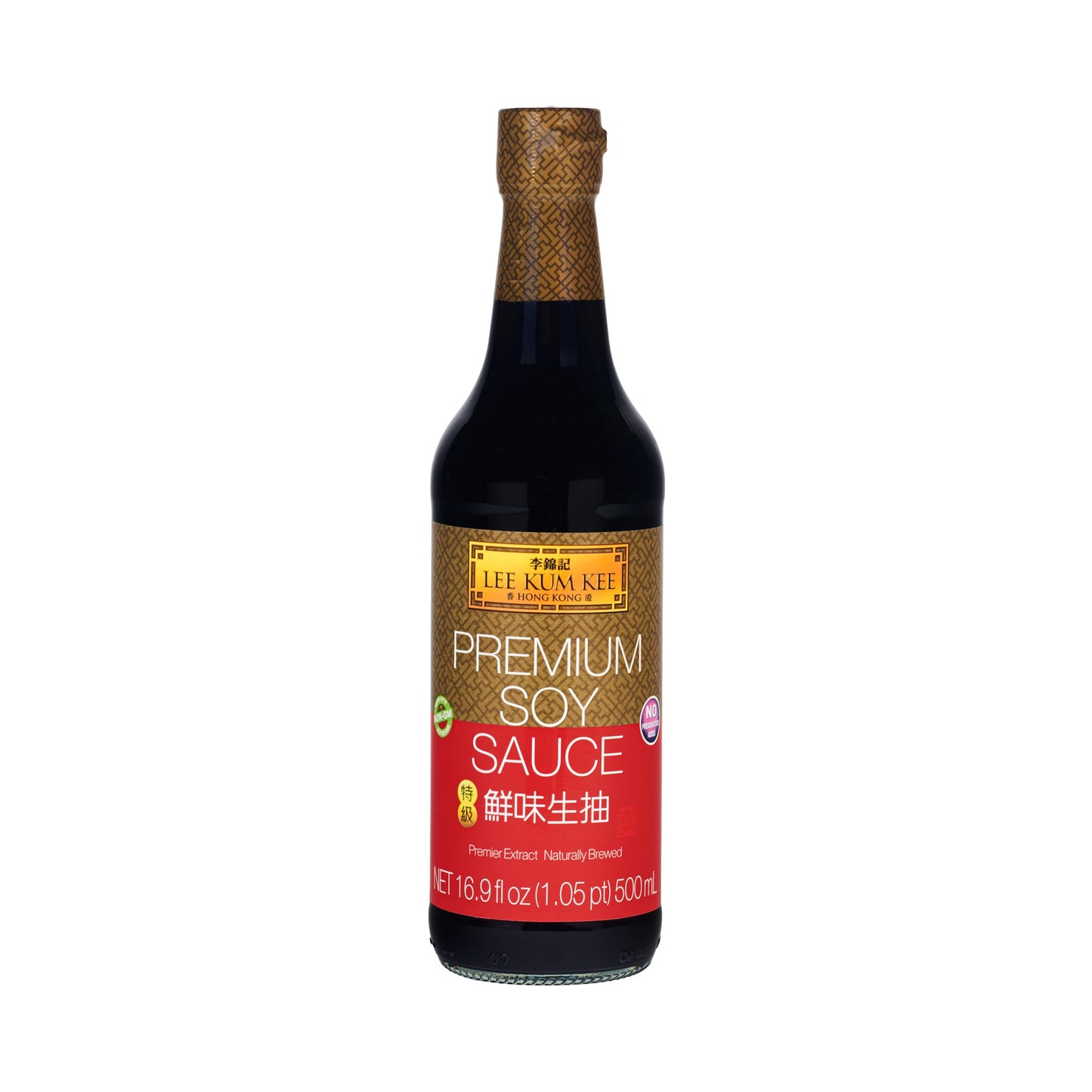 Lee Kum Kee Premuim Soy Sauce (16.9 oz - 1 Pack), No Added Preservatives, Rich Umami Flavor, All-Purpose Seasoning, Perfect for Marinades, Stir-Fry