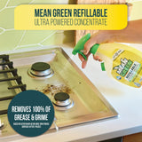 Mean Green Refillable Ultra Powered Multi-Purpose Cleaner Concentrate, Citrus & Green Tea, 14.3 fl oz - Plant & Mineral Based, Cuts Through Grease