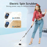 TUYU Electric Spin Scrubber, Full-Body IPX7 Waterproof Bathroom Scrubber with Power LCD Display, Adjustable Extension Handle, Cordless Shower Cleaner
