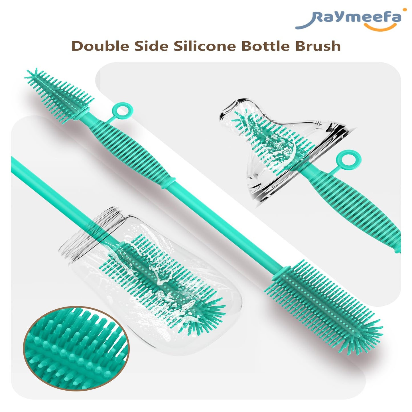 Raymeefa Silicone Bottle Brush,Double Sided with Sturdy Handle,Easy to Clean & Scratch-Free Brush for Baby Bottles,Sports Bottles,Insulated Bottles