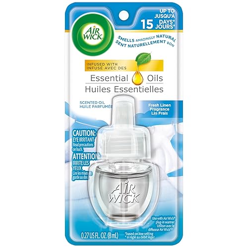 Air Wick Plug in Scented Oil Refill, 1ct, Fresh Linen, Essential Oils, Air Freshener