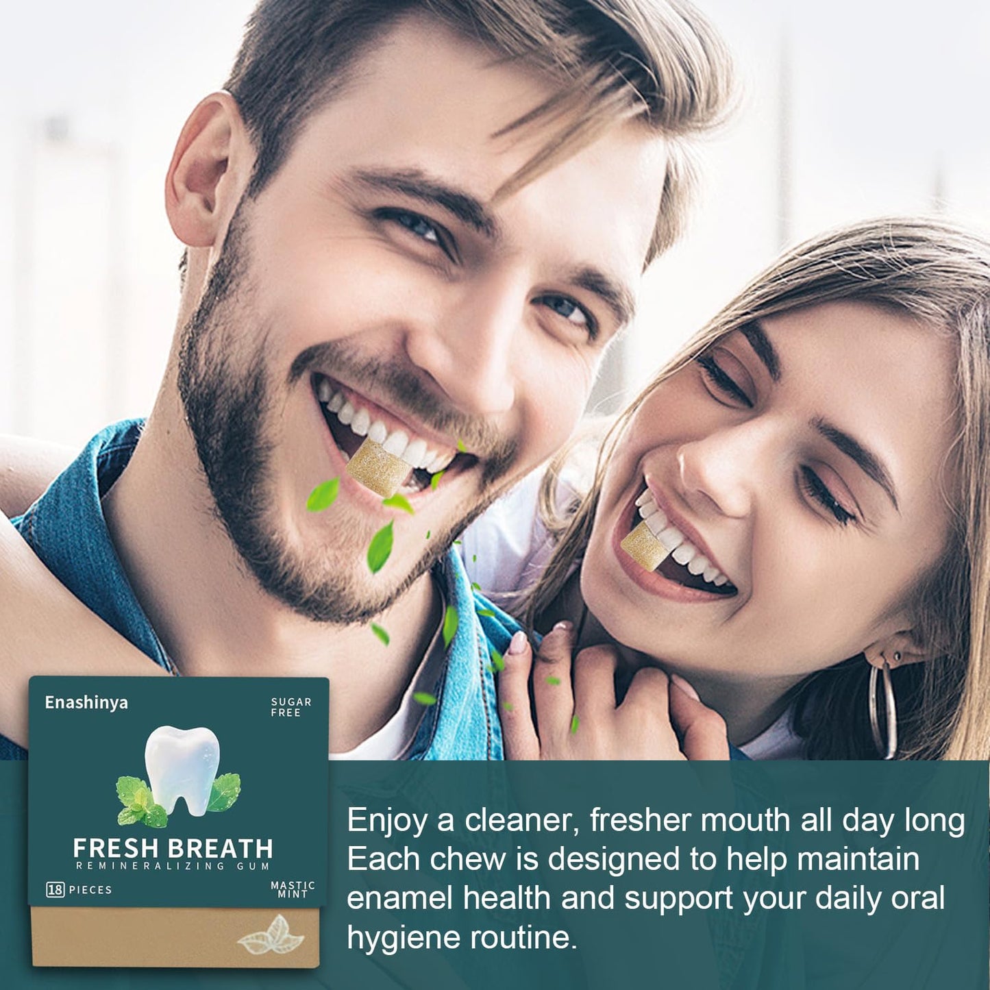 Remineralizing Gum-with Xylitol Hydroxyapatite Nano,Handcrafted Sugar-Free Frankincense Mint Gum, Sugar Aspartame Plastic Dye Gluten Free,Daily Oral