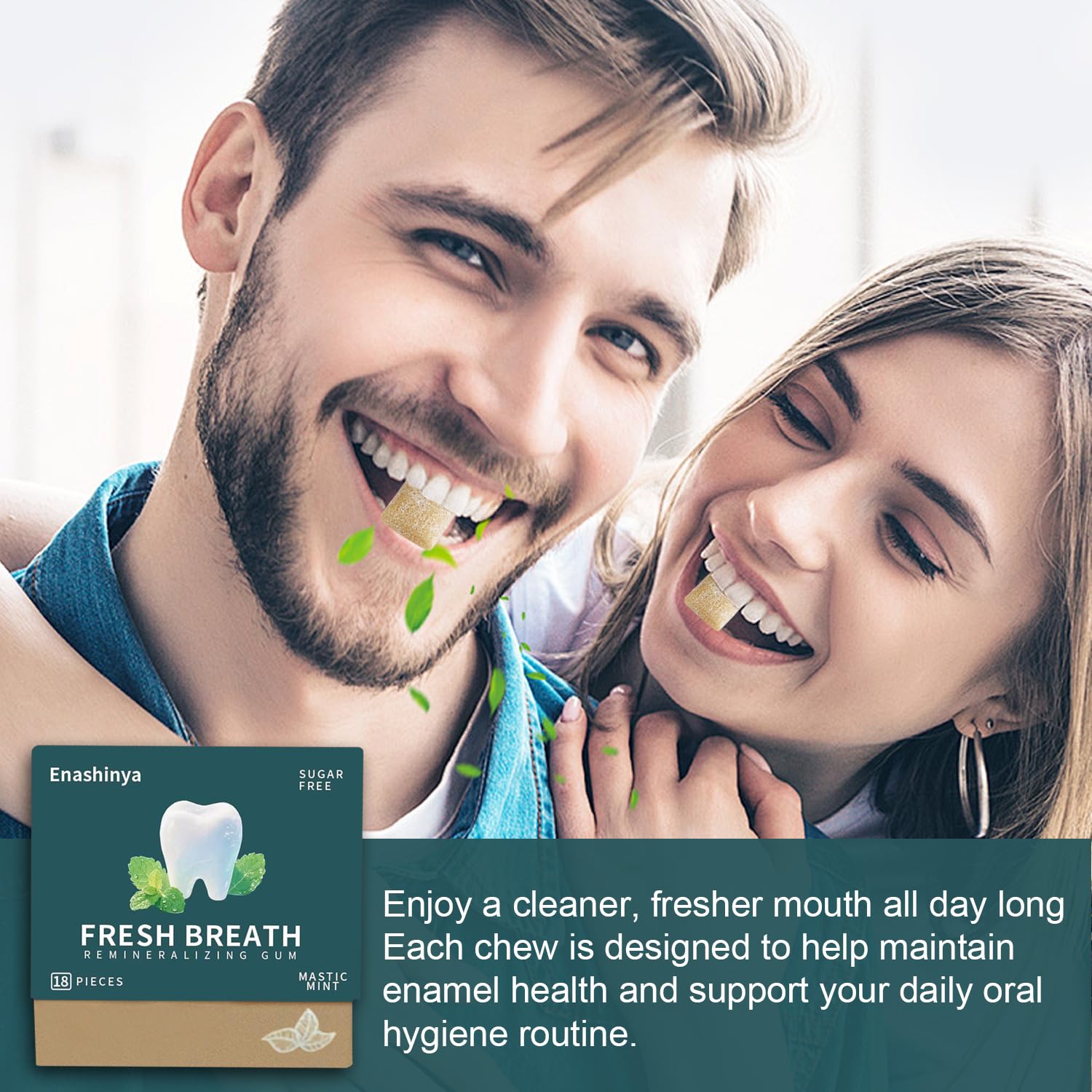 Remineralizing Gum-with Xylitol Hydroxyapatite Nano,Handcrafted Sugar-Free Frankincense Mint Gum, Sugar Aspartame Plastic Dye Gluten Free,Daily Oral