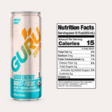 GURU Zero Sugar Energy Drink, Tropical Sorbet, 12 Fl Oz, 12 Pack