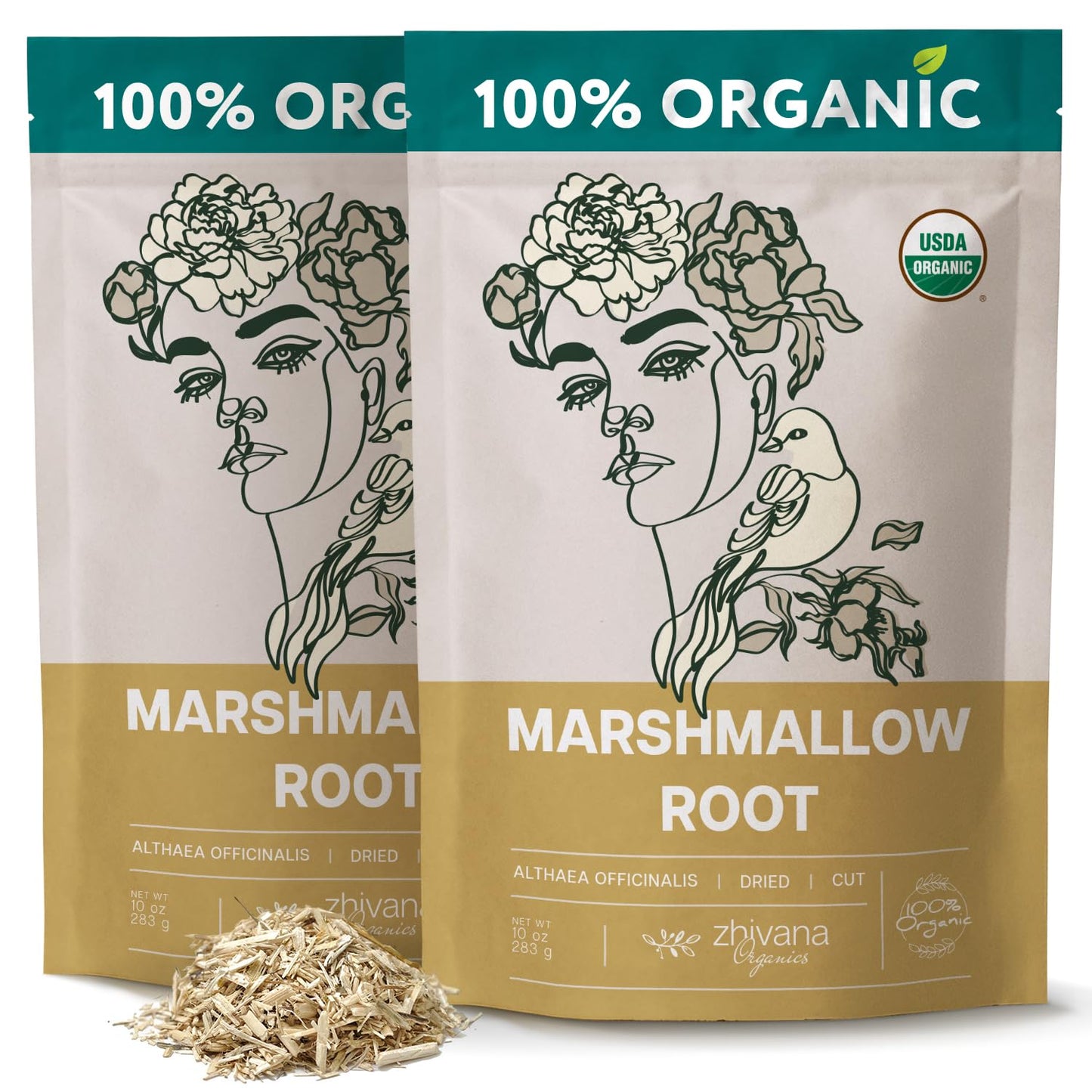 Organic Marshmallow Root (2 Pack) - All-Natural, Pure Herbal Tea for Soothing Throat & Digestive Health