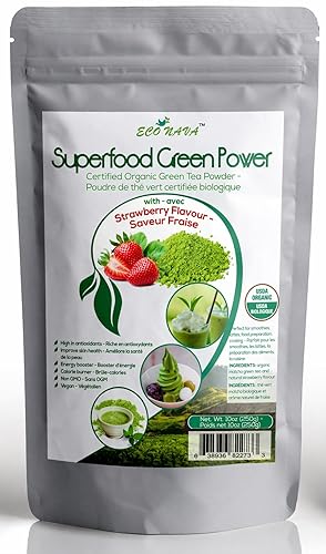 ECO NAVA Strawberry Matcha Green Tea Powder - Certified USDA Organic - GMO FREE - 100% Natural - Premium Grade Matcha Tea Powder for Making Cake