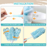 WAWINY 40 Pack Duster Refills Kit Disposable for Swiffer Duster Handle,360° Deep Cleaner Heavy Duty Replacement with 1 Handle,for Home, Blinds, Car
