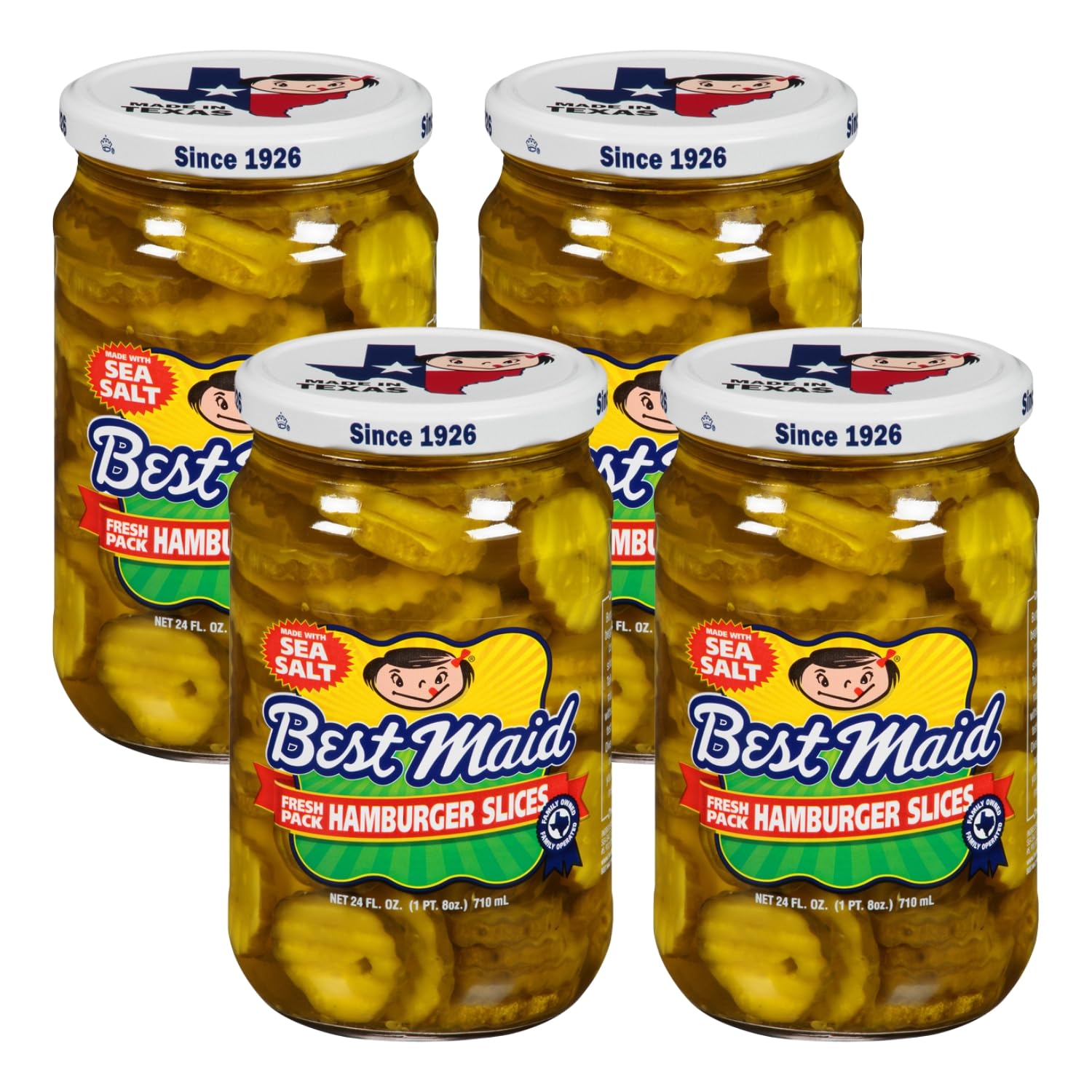 Best Maid Products - 24 Ounce Glass Jars Baby - Dill, Kosher, Hamburger Slices, Garlic Bites, Habanero Chips, & Xtreme Hot Pickles (4 Pack, Fresh Pack