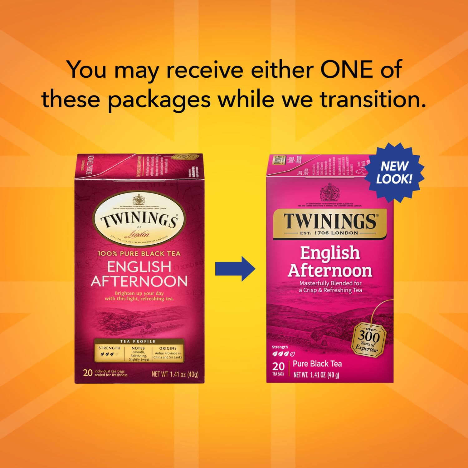 Twinings Tea, English Afternoon Tea 2-Pack - Uplifting and Refreshing Caffeinated Black Tea Bags Individually Wrapped, 20 Count Each