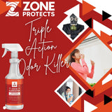 Zone Protects POWER Home Odor Eliminator Spray; 32oz Triple Action Formula Eliminates Smells and Odors; Multi-Use, Safe and Highly Effective