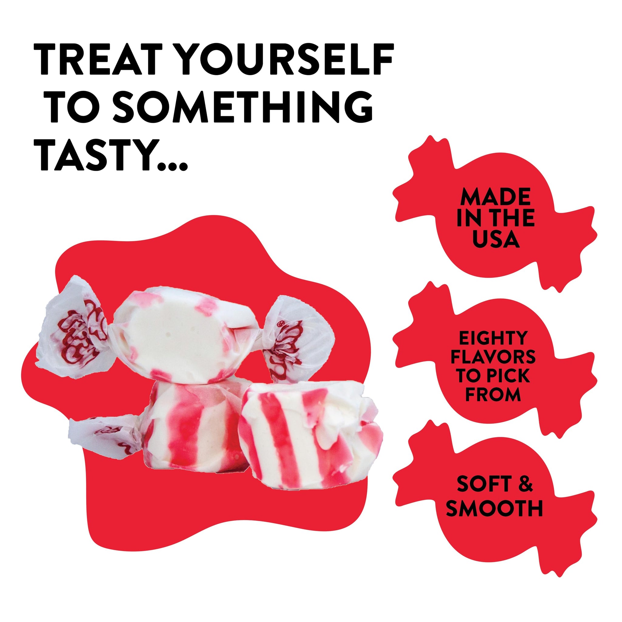 Taffy Town Saltwater Taffy- Peppermint | Gourmet Taffy| Nougat-Style Candy| Soft & Delicious| Snack Treats| Party Good Candies| 2.5lbs