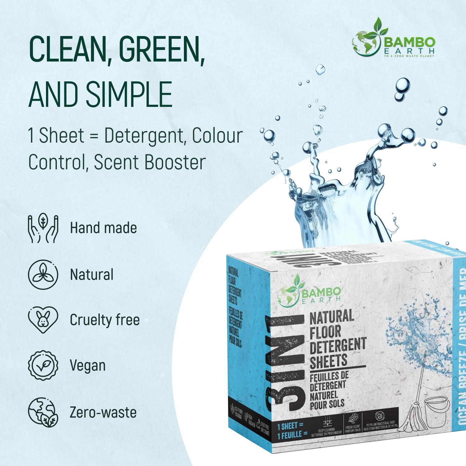 90 Pcs All Natural Floor Cleaner Sheets - Biodegradable And Dissolvable Multipurpose Mopping Concentrated Floor Cleaning Soap Detergent Strips, Mess