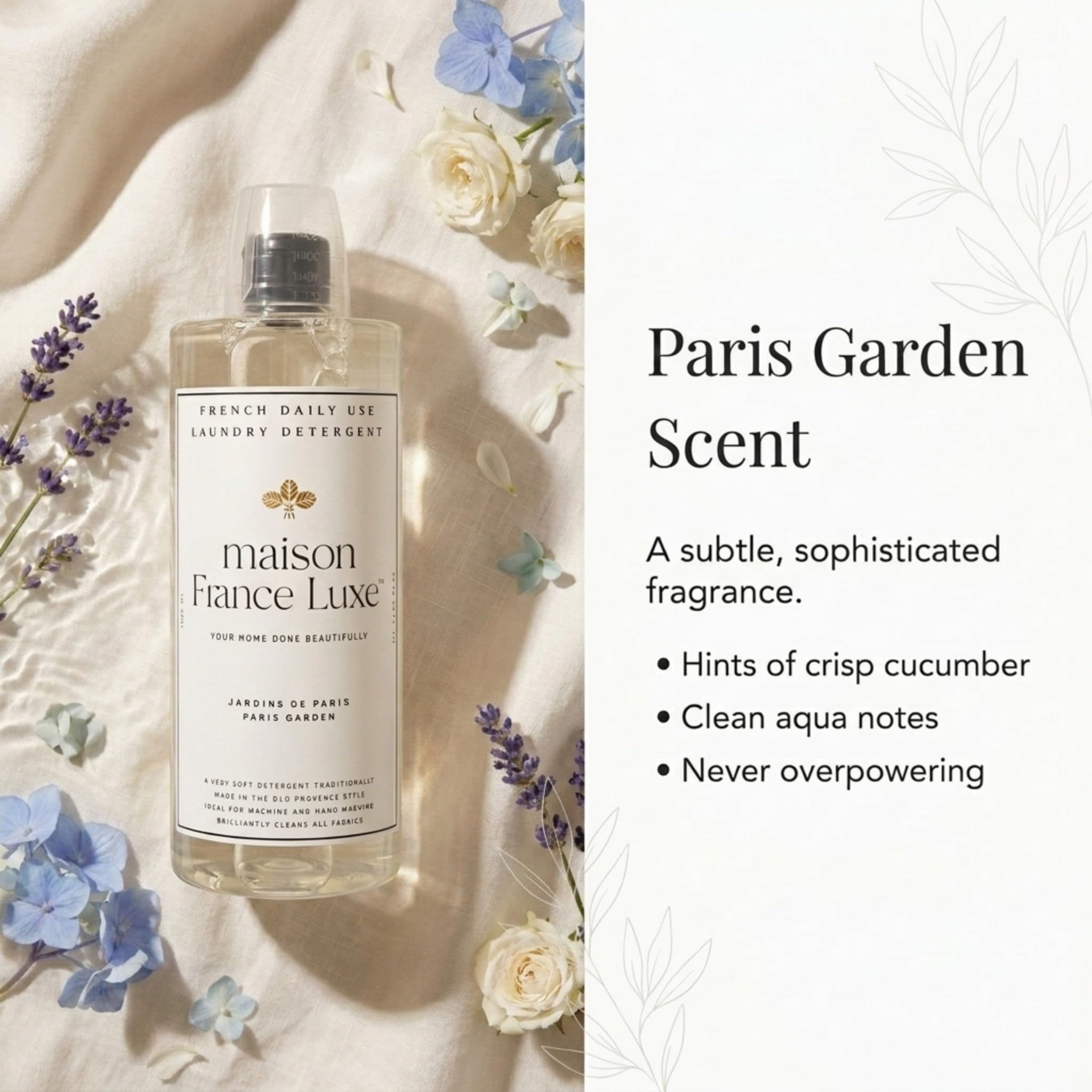 Maison France Luxe French Laundry Detergent, Plant Based Laundry Soap With Olive Oil and Coconut Oil for Machine or Hand Wash, Daily Use Formula