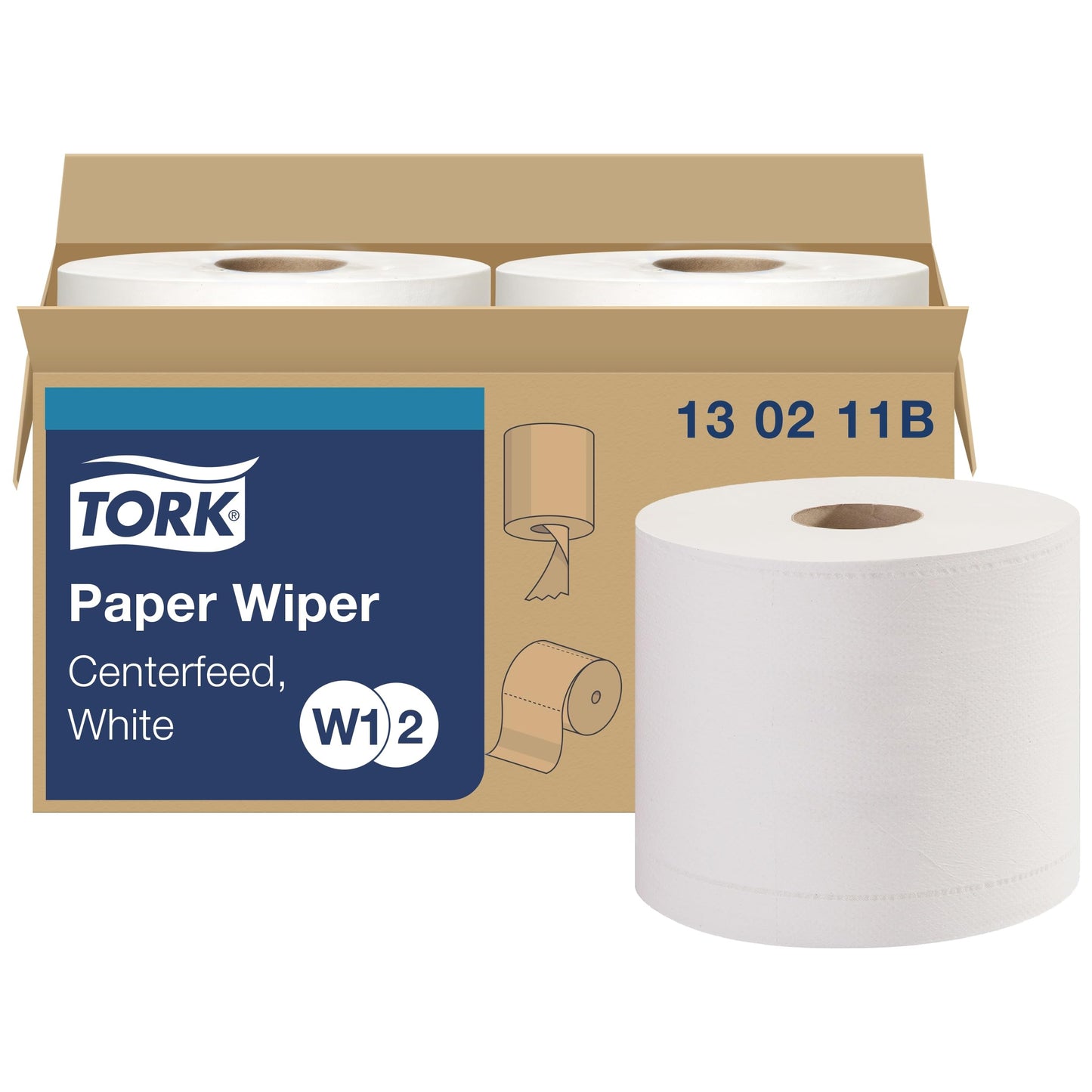 Tork Paper Wiper Centerfeed White W1/W2, Multipurpose, 2 x 800 Sheets,130211B