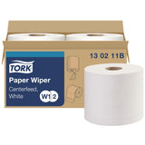 Tork Paper Wiper Centerfeed White W1/W2, Multipurpose, 2 x 800 Sheets,130211B