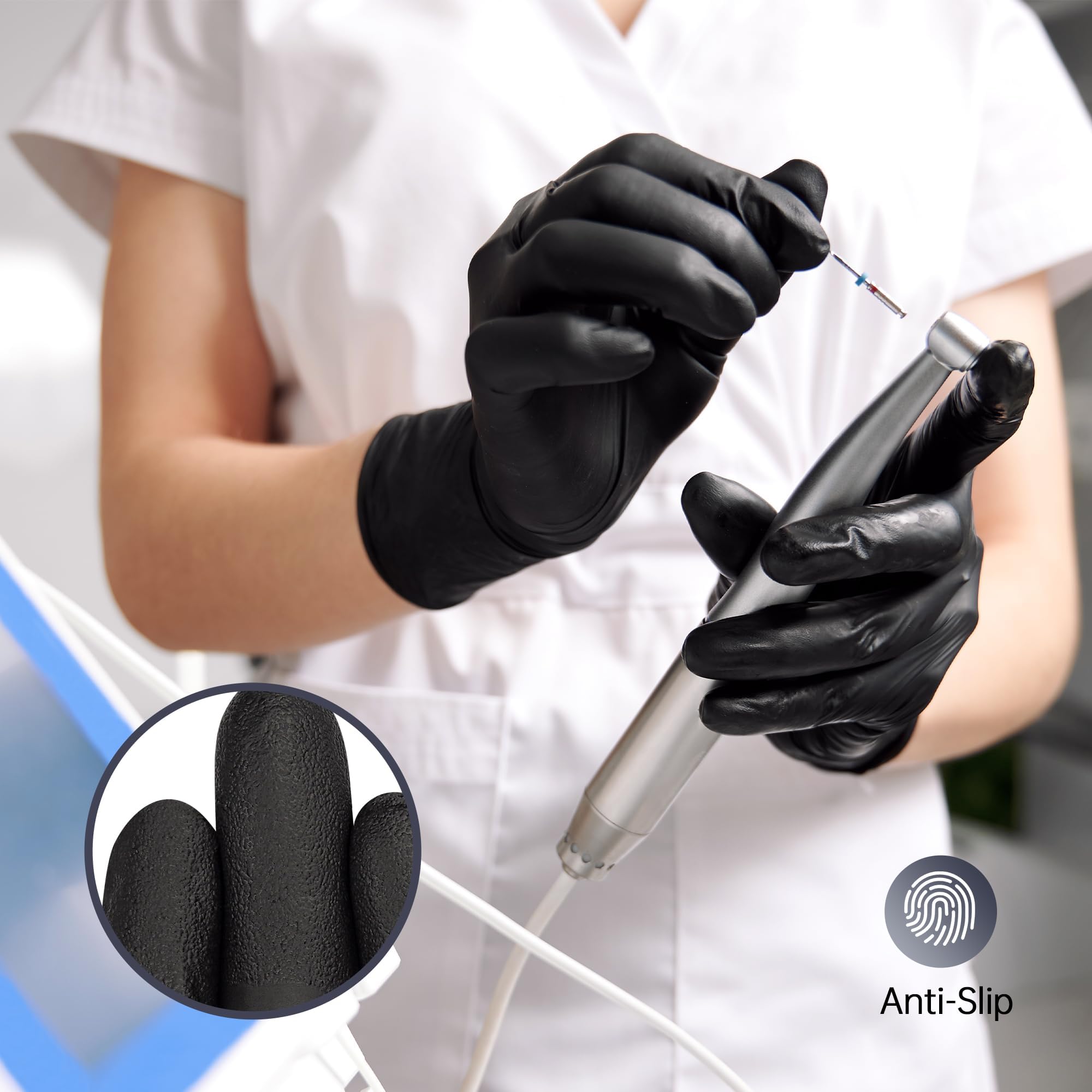 SwiftGrip Disposable Nitrile Gloves, Black Nitrile Gloves Disposable Latex Free for Cooking & Esthetician, Food-Safe Rubber Gloves, Powder Free