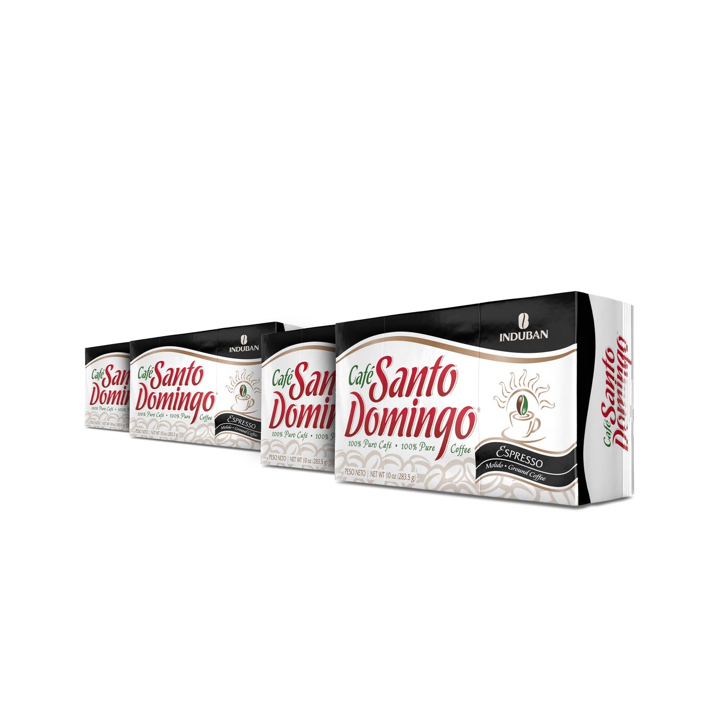 Café Santo Domingo Espresso, 10 oz Vacuum Bag, Ground Coffee, Dark Roast - Product from the Dominican Republic (Pack of 4)