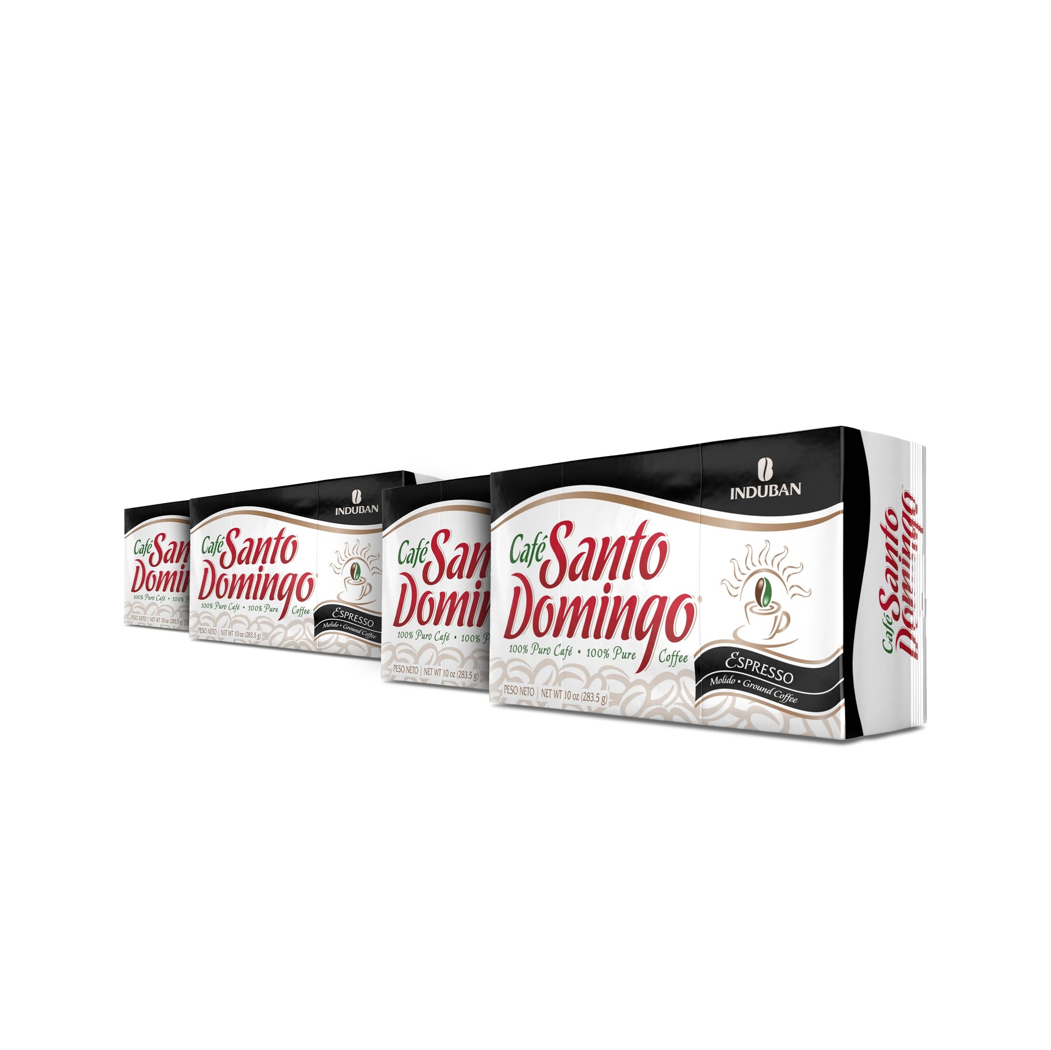 Café Santo Domingo Espresso, 10 oz Vacuum Bag, Ground Coffee, Dark Roast - Product from the Dominican Republic (Pack of 4)
