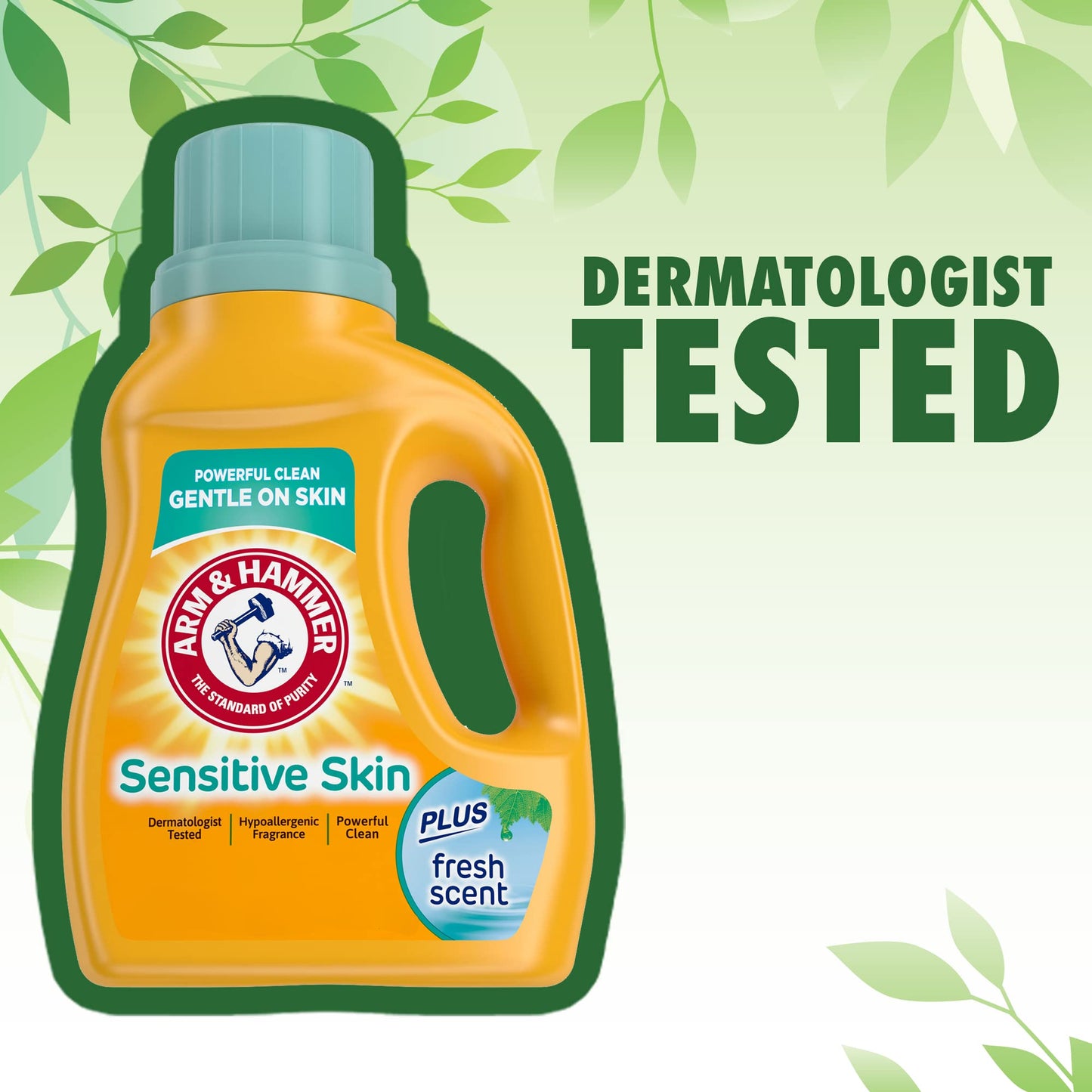 ARM & HAMMER Sensitive Skin Laundry Detergent with Hypoallergenic Fragrance, Fresh Scent Liquid Laundry Detergent, 144.5 Fl Oz Bottle