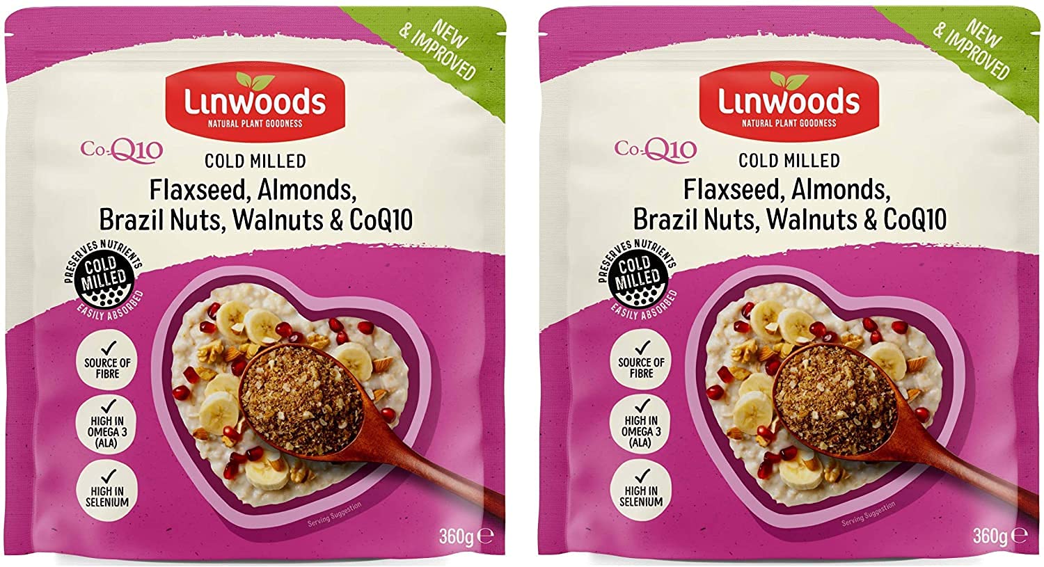 Linwoods Organic Flaxseed, Almonds, Brazil Nuts, Walnuts, Coenzymeq10 Pack Of 2