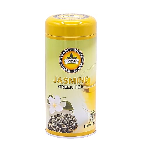 Leap Jasmine Green Tea Loose Leaf - Jasmine Scented Green Tea, Whole Leaf, Smooth Floral Aroma, Hot or Iced, 5 oz (142g) Loose Leaf Ceylon Tea, 90-100