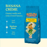 Kauai Coffee Ground Coffee - Smooth, Rich - Banana Flavor with Creamy Vanilla - Arabica Coffee, 10% Hawaiian with No Bitterness - Banana Crème, 1 Pack