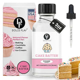 Dolce Flav Natural Cake Batter Extract - 2 Ounce Water-Soluble Kosher, Sugar-Free, Concentrated Birthday Cake Flavor for Frosting, Cupcakes & Ice