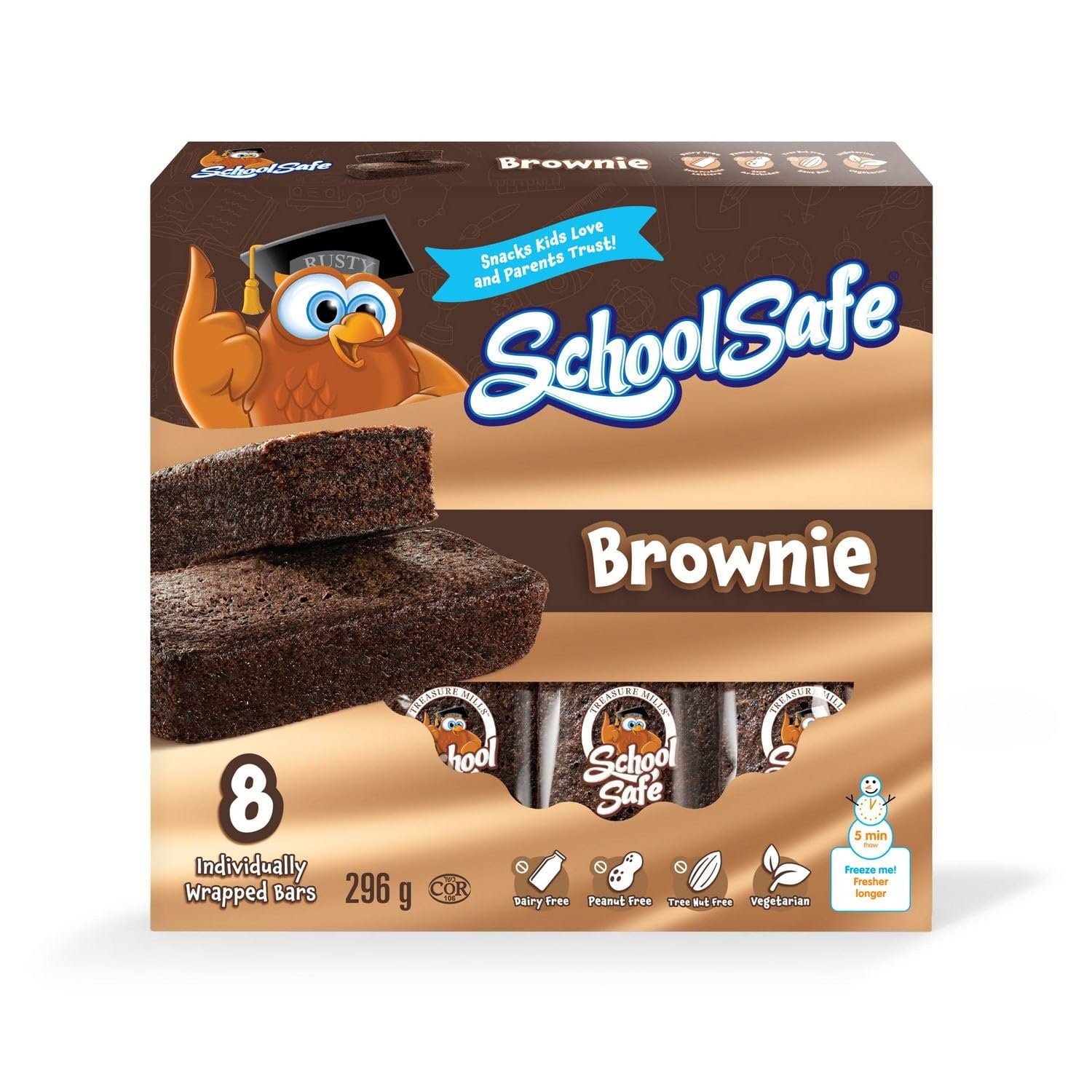 SCHOOL SAFE Muffin Bar Brownie Bars, 296 GR
