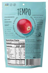 TEMPO GRANOLA Cranberry Pecan Almond Granola Clusters (3 Pack) Gluten Free Organic Oats, High Protein, Low Sugar, Vegan, Dairy Free, Soy Free