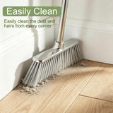 GLOHOO Indoor Soft Bristles Angle Sweeping Broom with Long Handle for Kitchen Hardwood Floor Cleaning