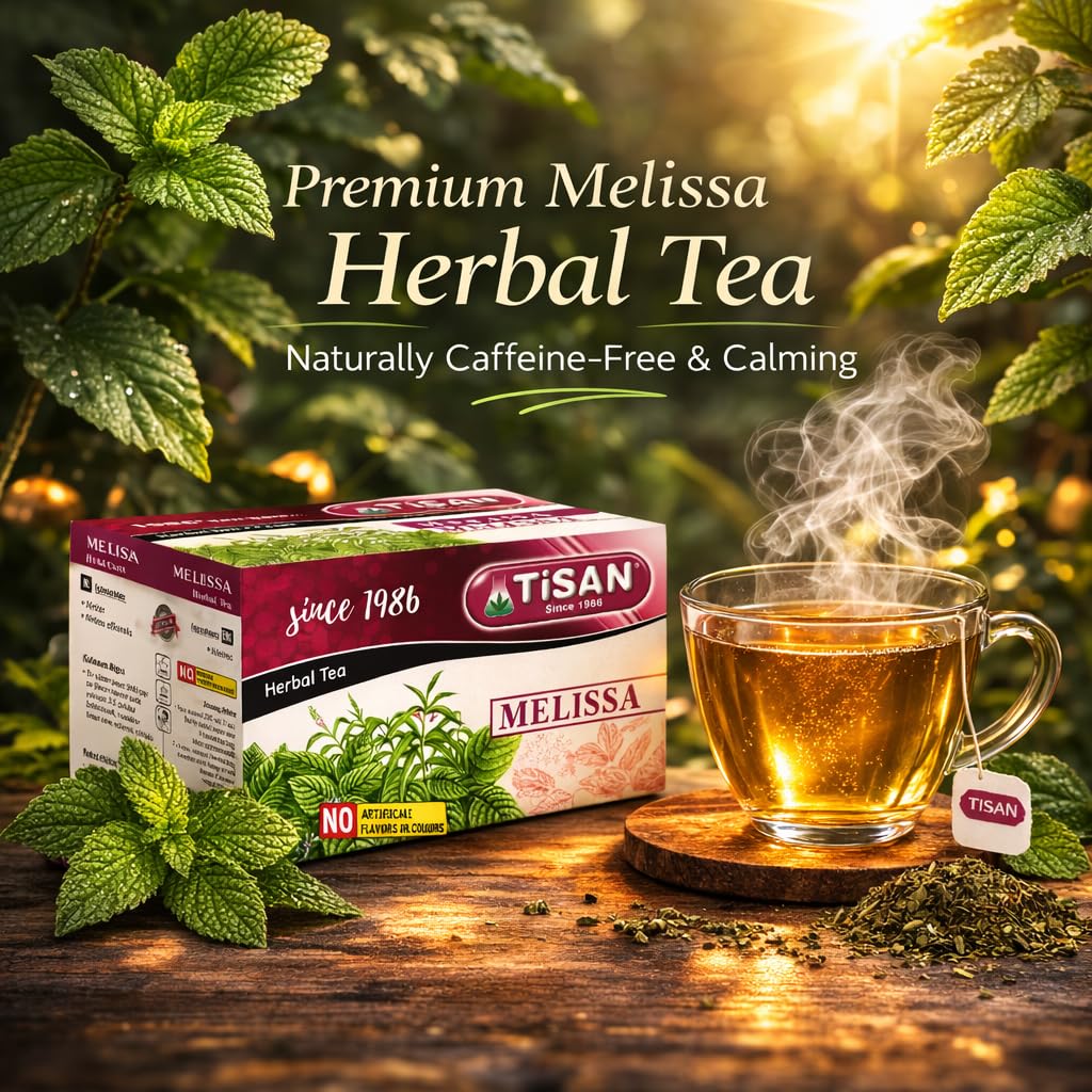Tisan Melissa Tea (Lemon Balm) - 40 Individually Wrapped Tea Bags | Naturally Caffeine Free Herbal Infusion | Light Citrusy Notes and Gentle Aroma |