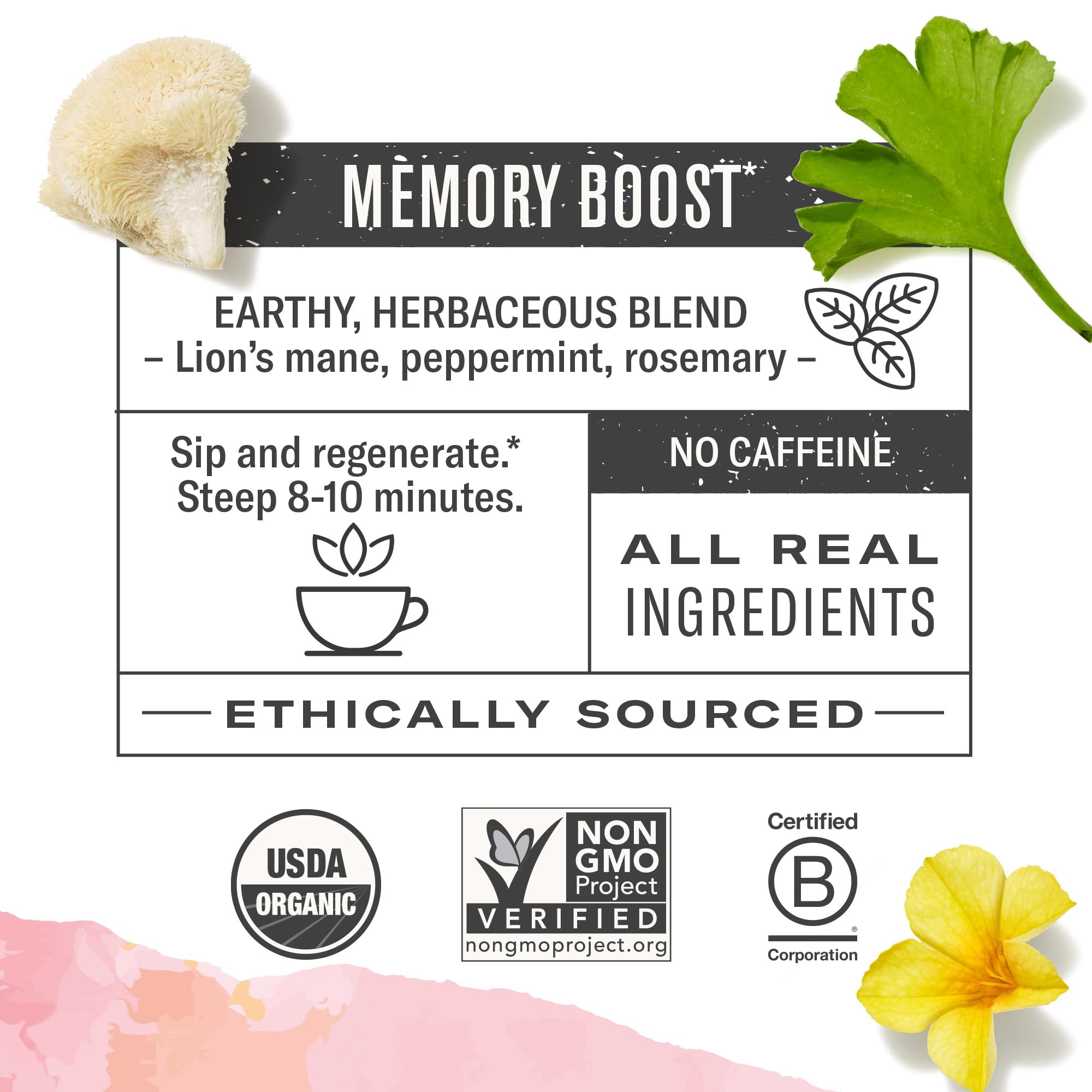 Numi Organic Damiana Herbal Tea Variety Pack - Relax, Focus & Uplift with Damiana, Butterfly Pea Flower, Lemon Balm, Gingko (Pack of 3), 16 Count