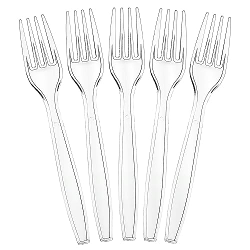 Plasticpro Clear Plastic Forks Disposable Cutlery Utensils 300 Count