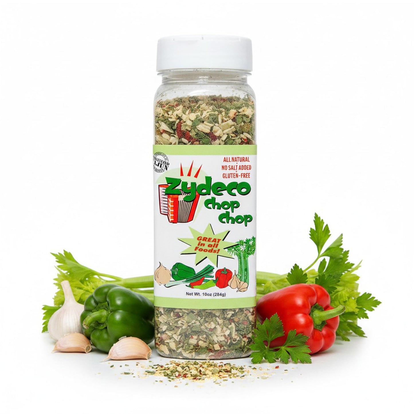 Zydeco Chop Chop Cajun Trinity Seasoning Blend - Dehydrated Onion, Bell Pepper, Garlic & Celery - Salt Free, Gluten Free, All Natural Vegetable