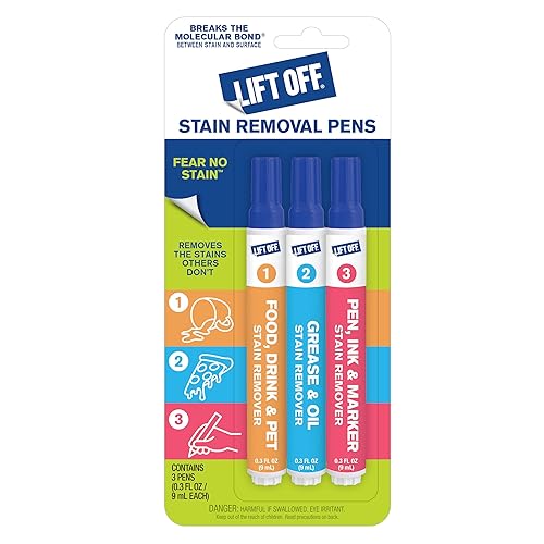 Lift Off 42103 Stain Removal Pens, Targeted Stain Remover for Clothes, Fabric, and Upholstery, Removes Food, Grease, Oil, Ink, and Pet Stains