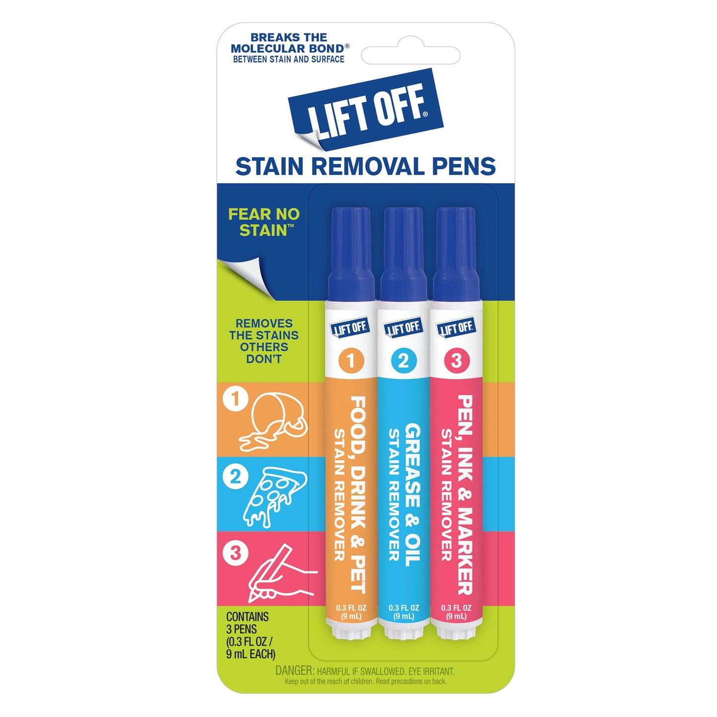 Lift Off 42103 Stain Removal Pens, Targeted Stain Remover for Clothes, Fabric, and Upholstery, Removes Food, Grease, Oil, Ink, and Pet Stains