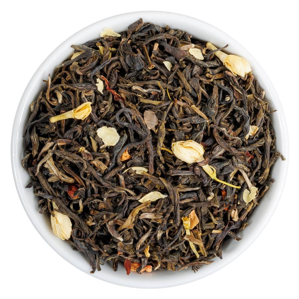 Jasmine with Flowers Green Tea - Gourmet Floral Scented Chinese Loose Leaf Tea - Zero Calories - 1 Pound (16 Oz.) Pouch