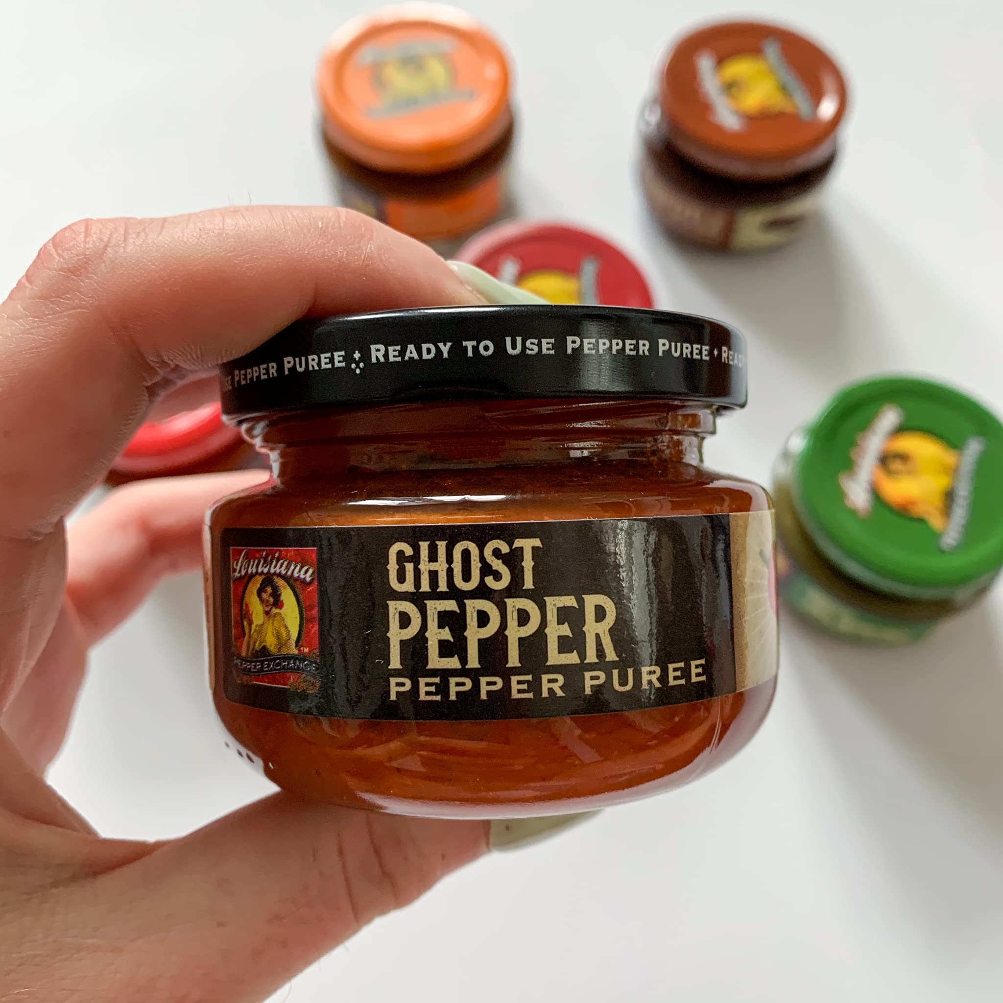 Ghost Pepper - Louisiana Pepper Exchange - Fresh Pepper Replacement (Ghost Pepper Puree) 1 Jar - Plant-Based, Gluten-Free, Simple Ingredients. Super