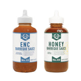Lillie's Q - ENC (13.6oz) & Honey BBQ (15oz) Sauce Combo, Gourmet Tangy Vinegar-Based & Sweet Smoky BBQ Flavors (2-pack)