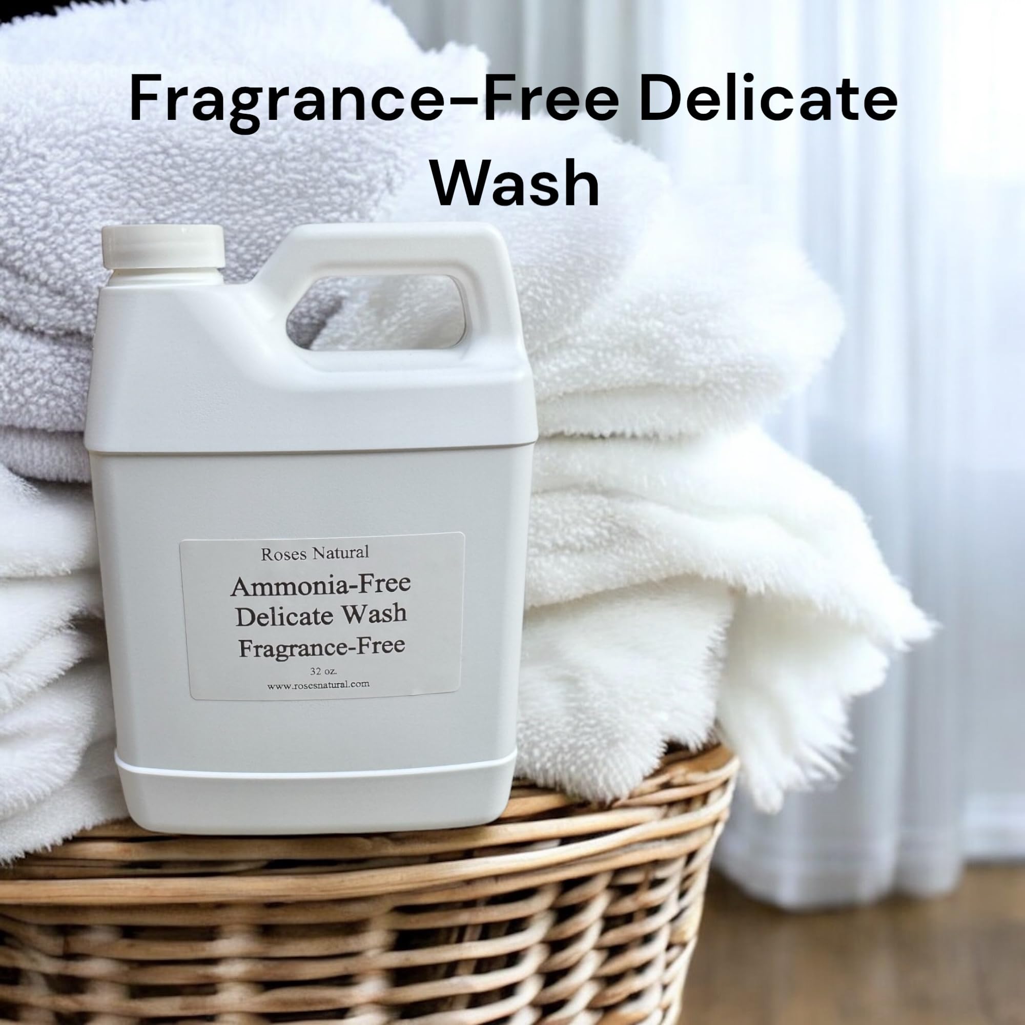 Ammonia-Free Delicate Wash, Fragrance-Free, 32 oz, Plant-based, PH Neutral, Double Concentrated, Unscented, Hypoallergenic, Lingerie, Wool, Cashmere