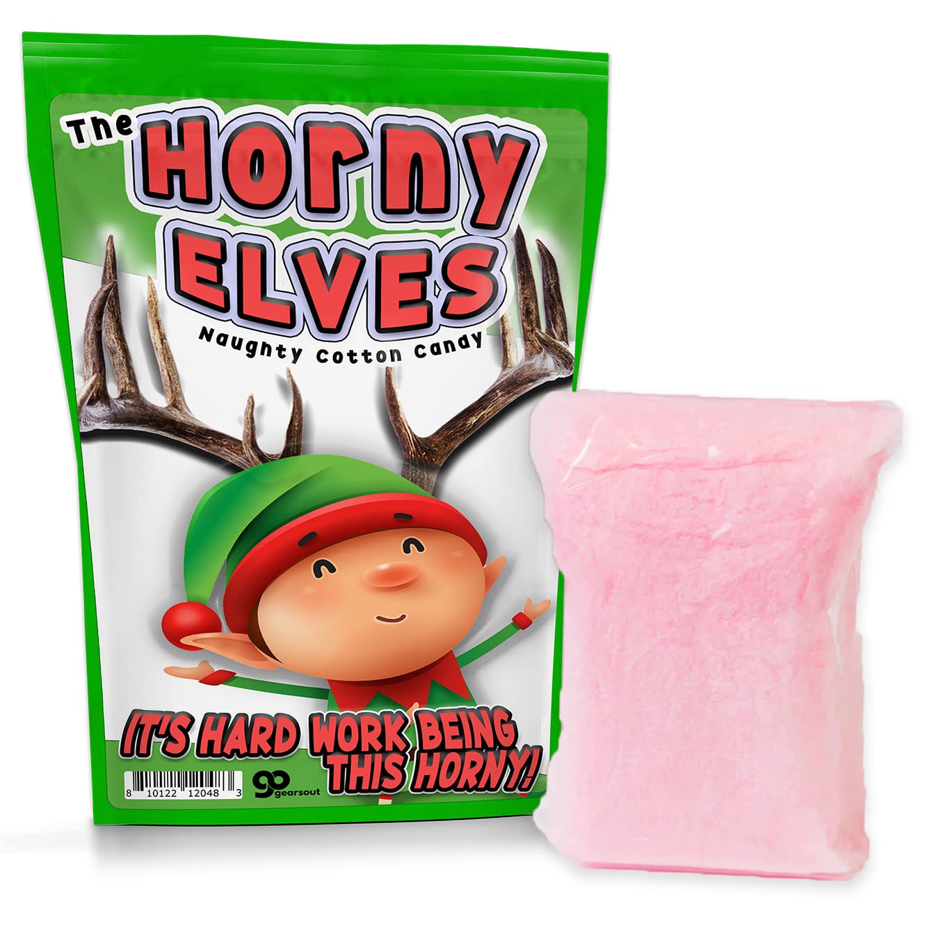 Horny Elves Naughty Cotton Candy - Funny Candy for Men - Funny Gag Gift for Christmas Lovers - Pink Strawberry Flavor - Stocking Stuffers for Women