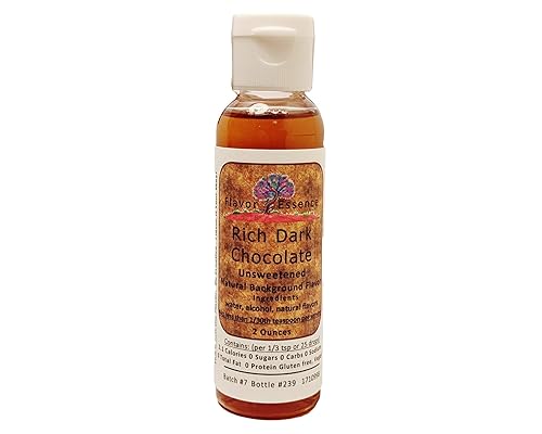 RICH DARK CHOCOLATE by Flavor Essence (Unsweetened, Natural Background Flavoring) 2 Oz.| For Beverages: coffee/tea, shakes/smoothies, bar drinks