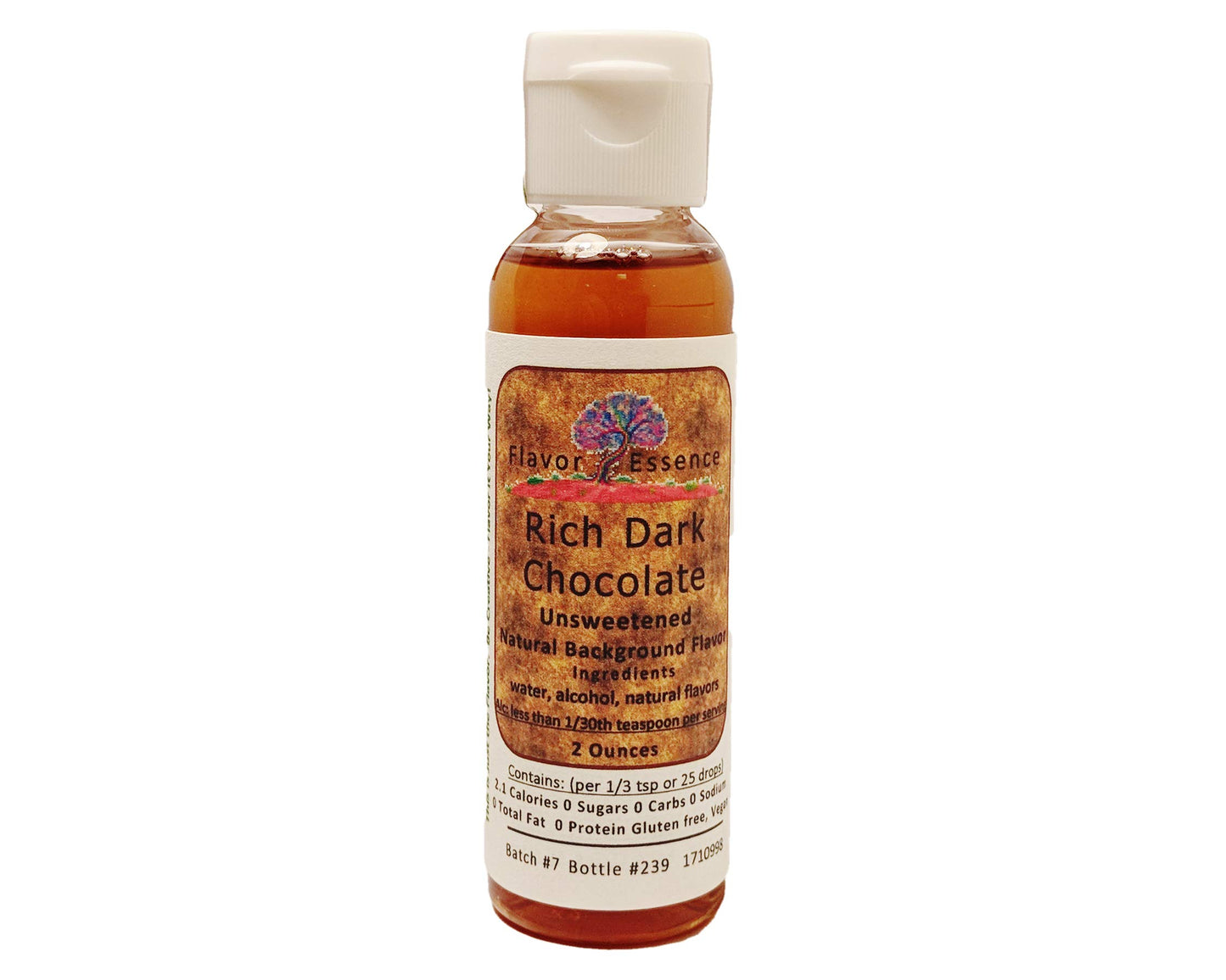 RICH DARK CHOCOLATE by Flavor Essence (Unsweetened, Natural Background Flavoring) 2 Oz.| For Beverages: coffee/tea, shakes/smoothies, bar drinks