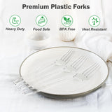 Dealusy 300 Count Extra Heavy Duty Clear Plastic Forks Disposable, BPA-Free, Heat Resistant, Solid and Durable Disposable Forks Bulk, Premium Plastic