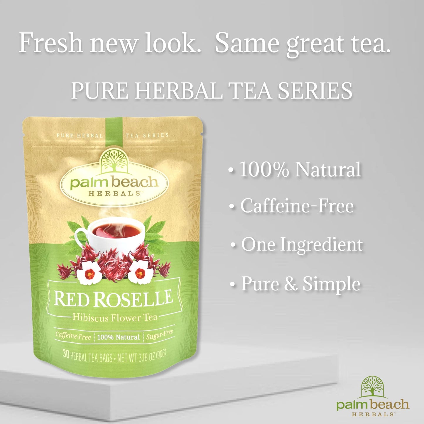 Palm Beach Herbals - Red Roselle Hibiscus Tea, 30 Teabags | Caffeine-Free