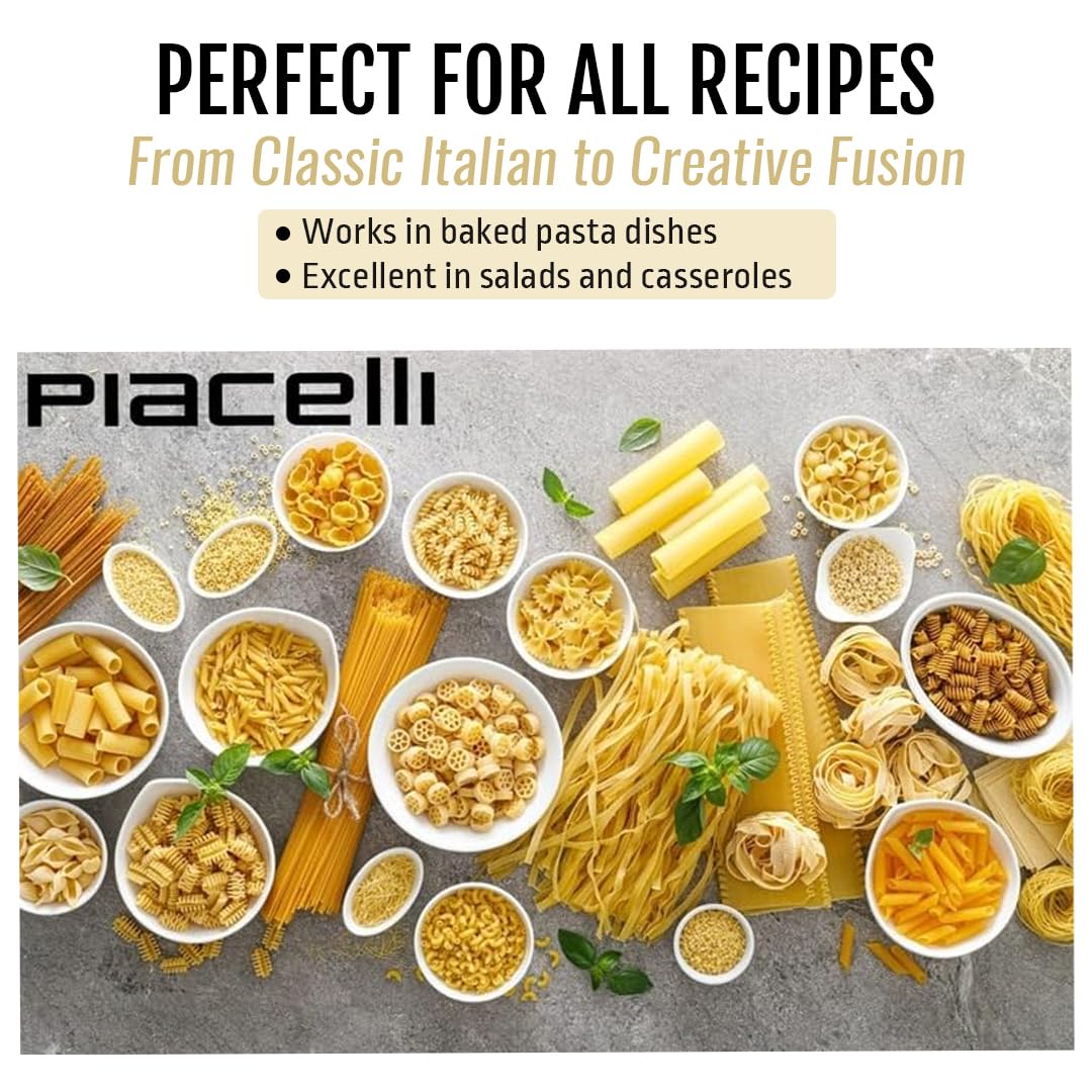 Piacelli Penne Rigate Pasta. 30 - Protein Pasta Made from Fine Durum Wheat Semolina for Rich Flavor - Enjoy Organic Noodles in Your Favorite Recipes